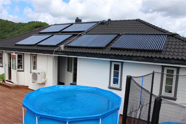 Solar heating pool in summer